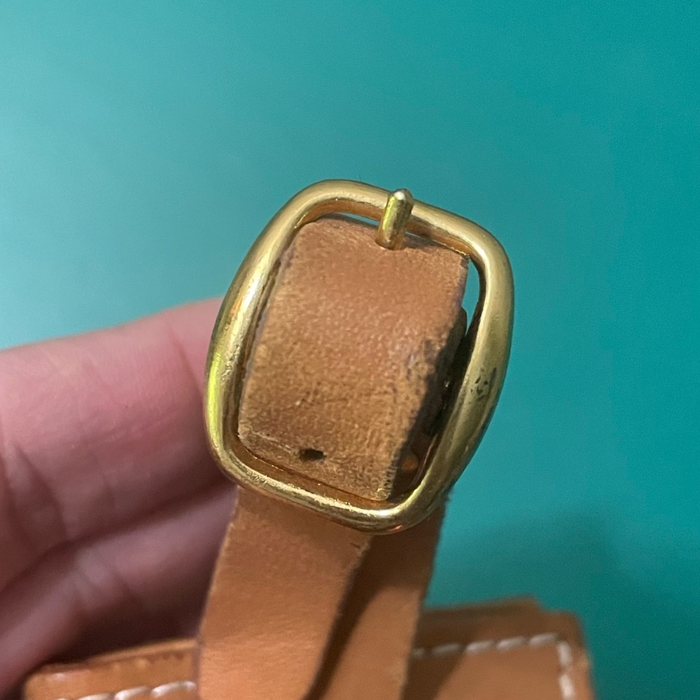 VTG CHRISTIAN DIOR Bagages Camel Brown Leather Luggage Tag Holder - Picture 10 of 11